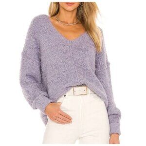Free People Icing V-Neck Pullover Lavender Fuzzy Bouclé Knit Sweater Size S